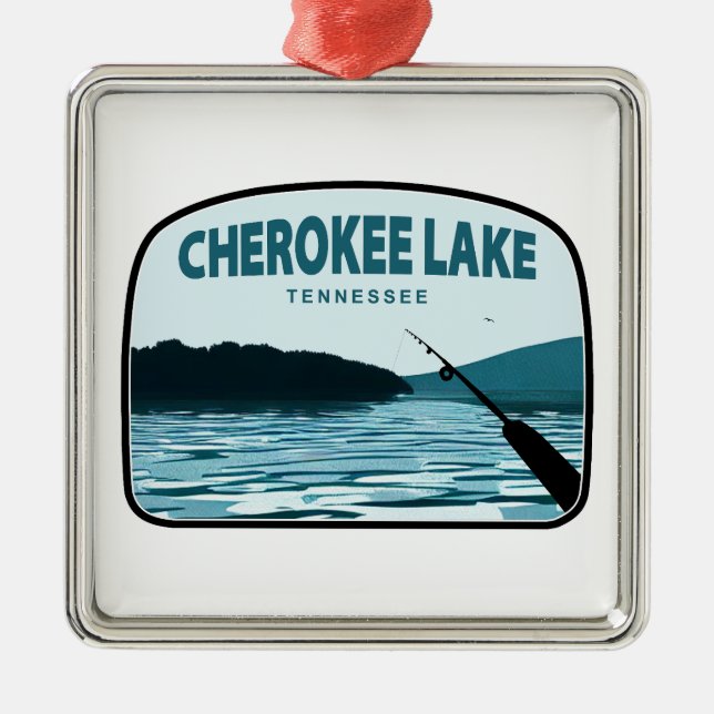 Ornamento De Metal Cherokee Lake Tennessee Fisheries Rod (Frente)
