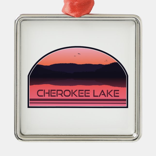 Ornamento De Metal Cherokee Lake Tennessee Red Sunrise (Frente)