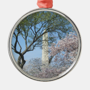 Ornamento De Metal Cherry Blossoms e o Monumento de Washington em DC