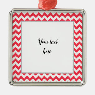Ornamento De Metal Cherry Red Chevron Zigzag