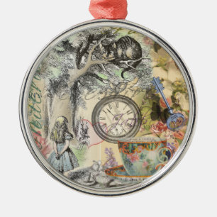 Ornamento De Metal Cheshire Cat Alice Wonderland Classic
