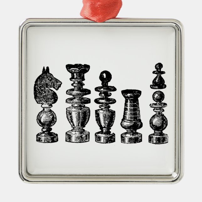 Ornamento De Metal Chess Pieds Vintage Art (Frente)