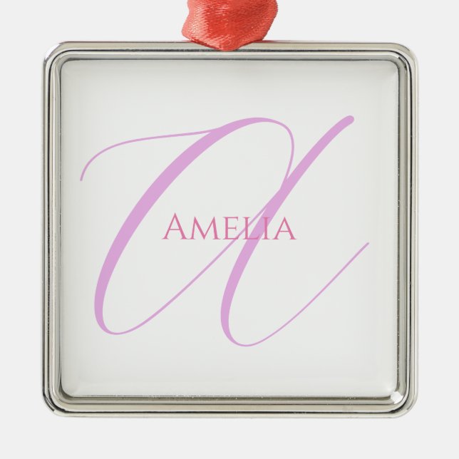 Ornamento De Metal Chic Name Monograma - Letra Inicial Calliografia (Frente)