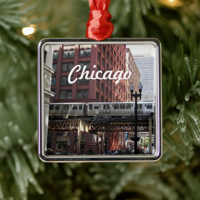 Ornamento De Metal Chicago Elevated Loop Train Holiday (Árvore)