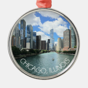 Ornamento De Metal Chicago, Illinois - Guarda-Natal Souvenir