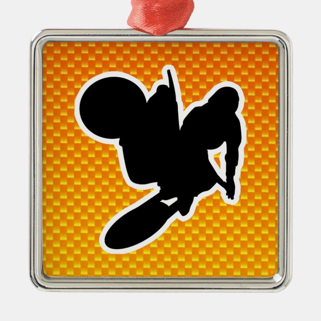 Ornamento De Metal Chicote amarelo alaranjado do motocross (Frente)