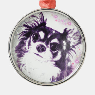Ornamento De Metal Chihuahua de cabelos compridos