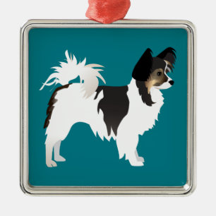 Ornamento De Metal Chihuahua ou Papillon Basic Design