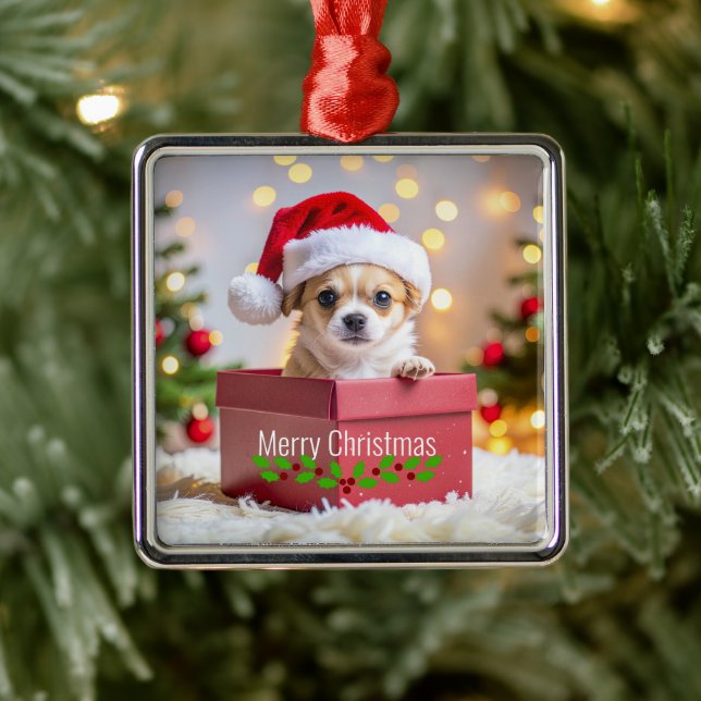 Ornamento De Metal Chihuahua Puppy Dog's Christmas (Árvore)