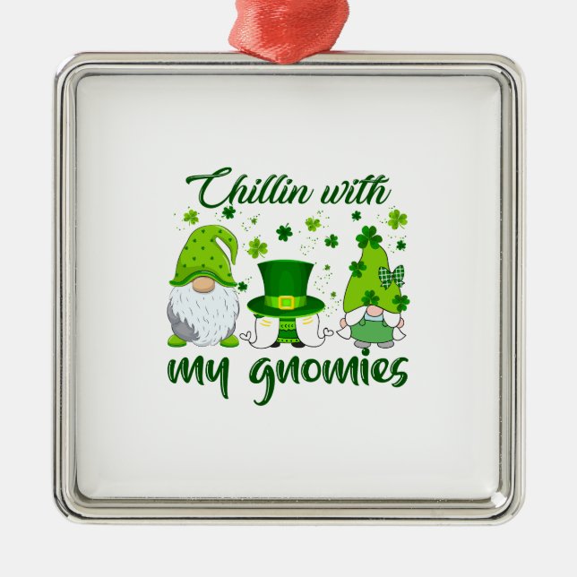 Ornamento De Metal Chillin Com Meus Gnomos (Frente)
