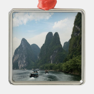 Ornamento De Metal China, Guilin, Rio Li, Barcos fluviais alinham-se