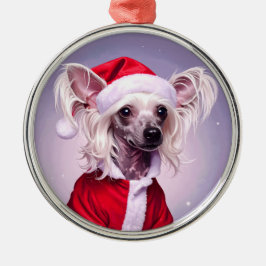 Ornamento De Metal Chinese Crested Santa Christmas