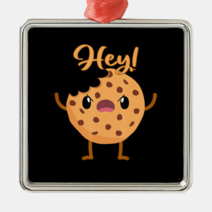 Ornamento De Metal Chip Cookie Engraçado Uma Mordida Tirada