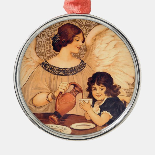 Ornamento De Metal Chocolate Angel French Antiguado (Frente)