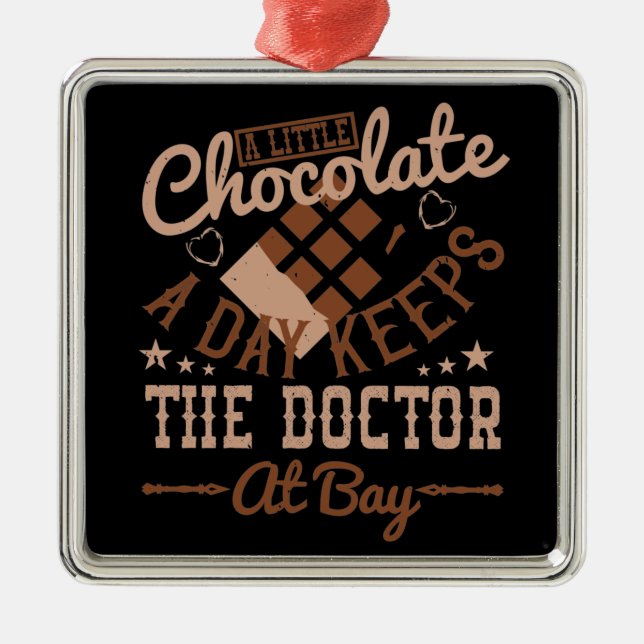 Ornamento De Metal Chocolate - Um Pequeno Chocolate Por Dia (Frente)