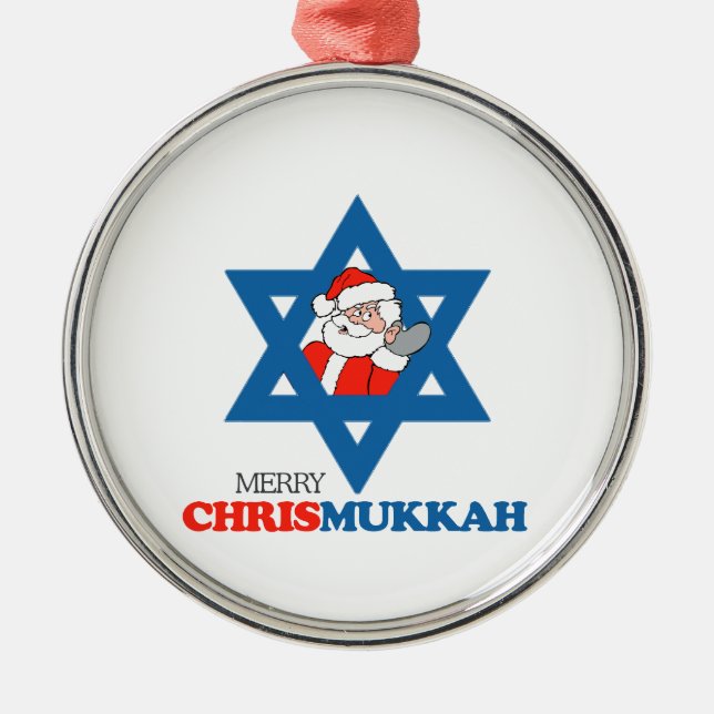Ornamento De Metal Chrismukkah alegre - (Frente)