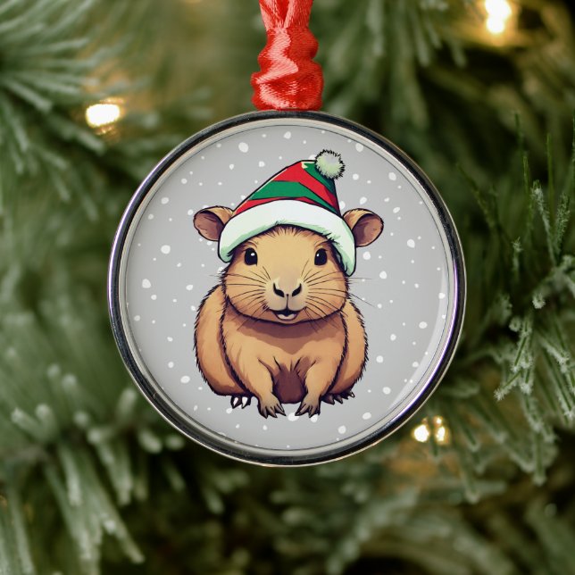 Ornamento De Metal Christmas Capybara (Árvore)