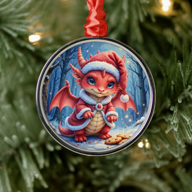 Ornamento De Metal Christmas dragon, too cute to arrest,  (Árvore)