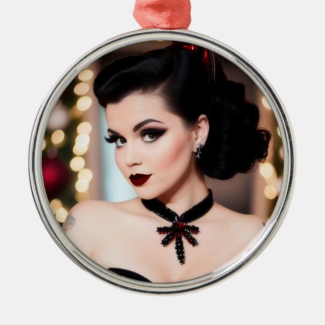 Ornamento De Metal Christmas Goth Girl Xmas Holiday Ornament (Frente)