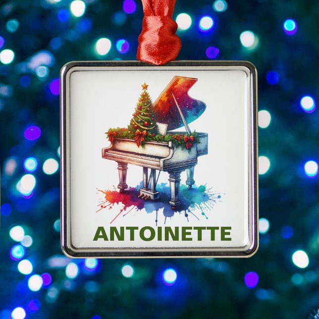 Ornamento De Metal Christmas Grand Piano Custom Name (Criador carregado)