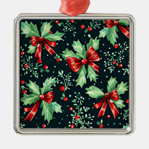 Ornamento De Metal Christmas Holly Berry Pattern