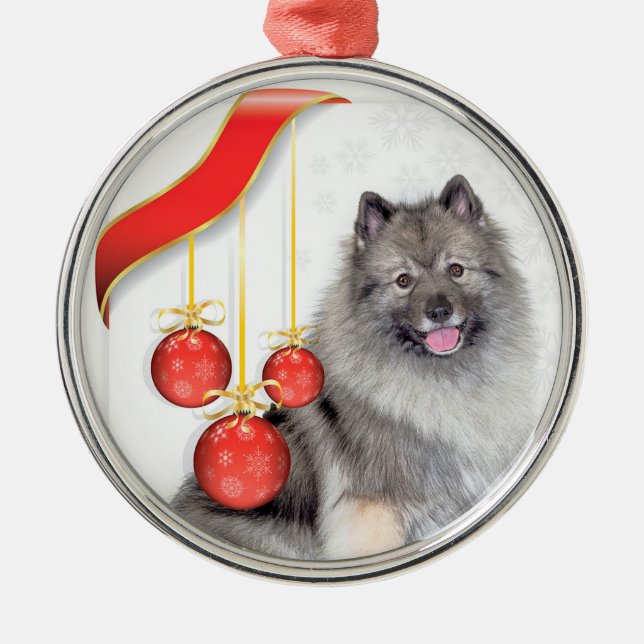 Ornamento De Metal Christmas Keeshond (Frente)