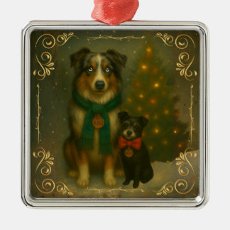 Ornamento De Metal Christmas Ornament – Cozy Dog Holiday Keepsake