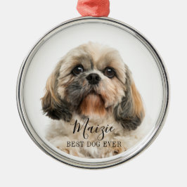 Ornamento De Metal Christmas Shih Tzu Dog Personalized Pet Photo