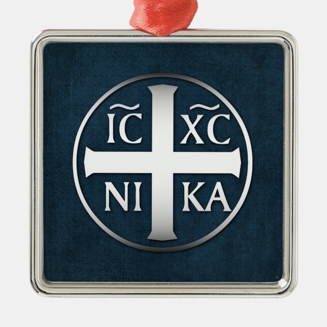Ornamento De Metal Christogram ICXC NIKA Jesus conquista (Frente)