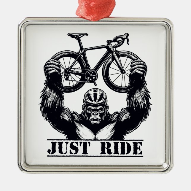 Ornamento De Metal Ciclismo Apenas Ande Gorila (Frente)