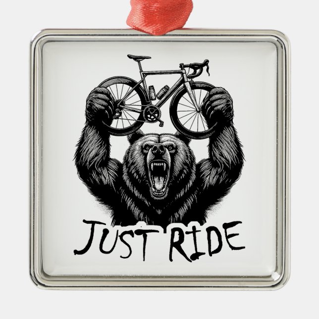Ornamento De Metal Ciclismo Apenas Pedale Urso (Frente)