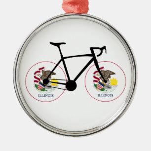 Ornamento De Metal Ciclismo com a Bandeira de Illinois