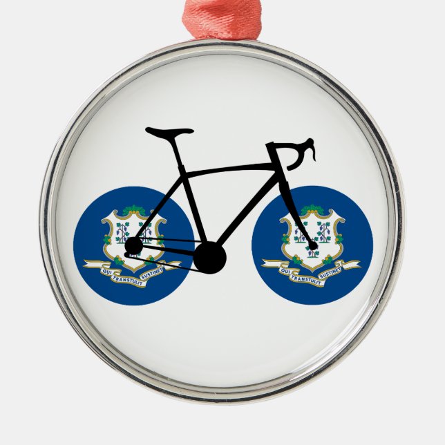 Ornamento De Metal Ciclismo da Bandeira de Connecticut (Frente)