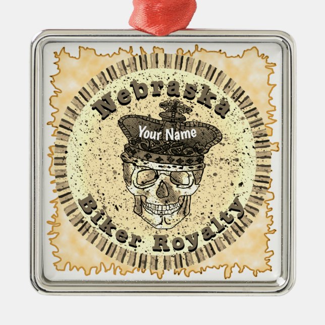 Ornamento De Metal Ciclista de Nebraska (Frente)
