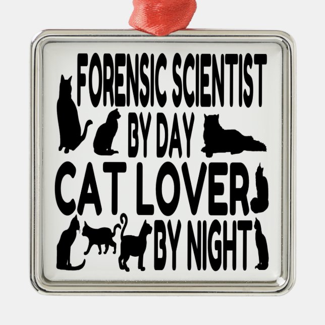 Ornamento De Metal Cientista Forense Cat Lover (Frente)