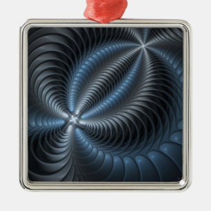 Ornamento De Metal Cinza Azul Plástico Arte Fractal 3D Abstrato