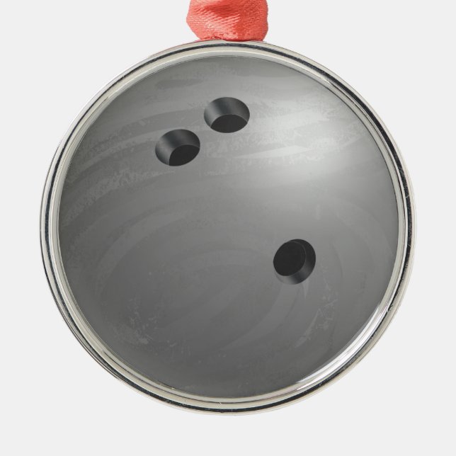 Ornamento De Metal Cinza bola de boliche (Frente)
