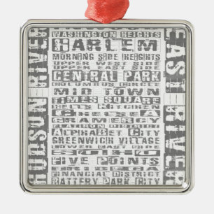 Ornamento De Metal Cinza dos bairros da NYC