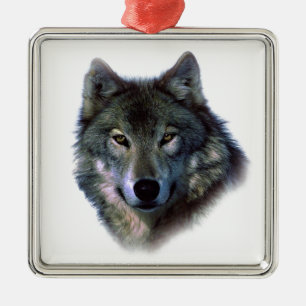 Ornamento De Metal Cinza Wolf Eyes