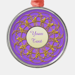Ornamento De Metal Círculo Branco do Círculo Dourado com Texto em Rox
