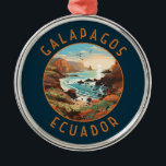 Ornamento De Metal Círculo de Distância Retrotraída das Ilhas Galápag<br><div class="desc">Ilhas Galápagos em estilo de arte vetorial. As Ilhas Galápagos são um arquipélago vulcânico no oceano Pacífico. É considerado um dos destinos mais importantes do mundo para a visualização da vida selvagem.</div>