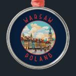 Ornamento De Metal Círculo de Distância Retrotraído da Polônia de Var<br><div class="desc">Viagem de vetor retrovetor de Varsóvia. É uma mistura cativante de estilos arquitetônicos,  da charmosa Cidade Velha ao Palácio de Cultura e Ciência.</div>