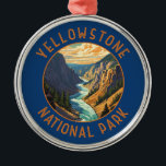 Ornamento De Metal Círculo em relevo do rio Yellowstone National Park<br><div class="desc">Trabalho de arte de vetor Yellowstone. O parque tem canyons dramáticos,  rios alpinos,  florestas exuberantes,  primaveras quentes e geysers,  incluindo a mais famosa,  a Velha Fiel.</div>