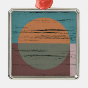 Ornamento De Metal Círculo Laranja E Verde