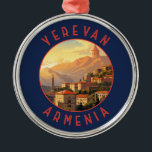 Ornamento De Metal Círculo Retro Distresso da Armênia Yerevan<br><div class="desc">Yerevan retro vetor viagem design. Yerevan,  capital da Armênia,  é marcada pela grande arquitetura soviética.</div>