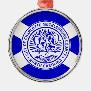 Ornamento De Metal City Flag of Charlotte (Carolina do Norte)