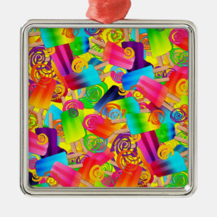 Ornamento De Metal CKC Psicle Swirls,Ornamento Prem Amarelo-Sq