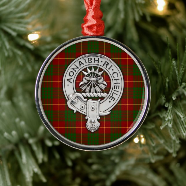 Ornamento De Metal Clan Cameron Crest & Tartan (Árvore)