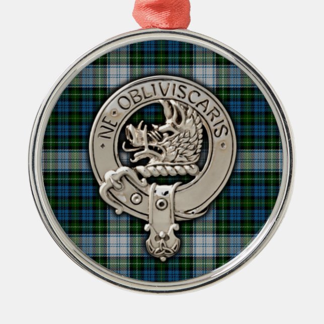 Ornamento De Metal Clan Campbell Crest & Dress Tartan (Frente)