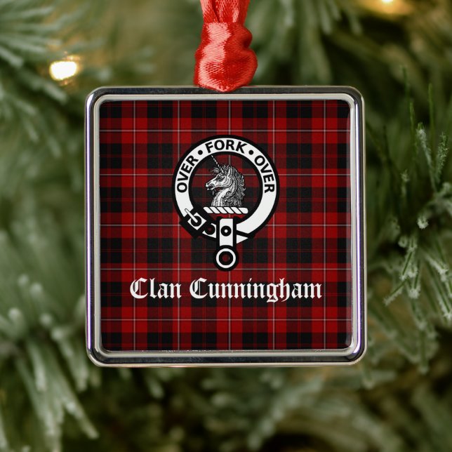 Ornamento De Metal Clan Cunningham Crachá & Tartan (Árvore)